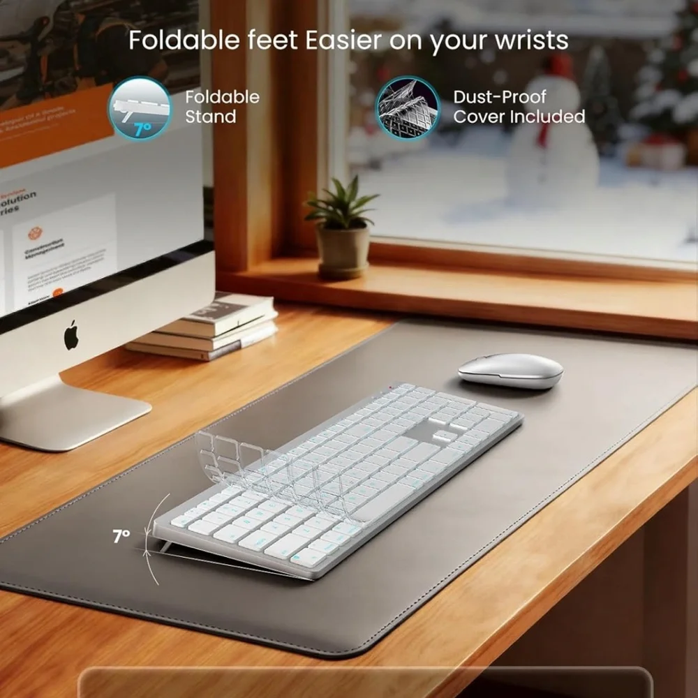 SABLUTE Bluetooth Keyboard and Mouse for Mac — 7-Color Backlit